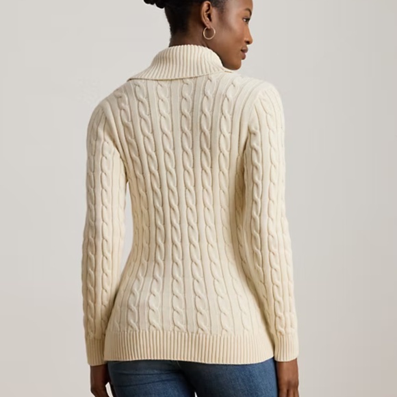 New! RALPH LAUREN Buckled Cotton Sweater Colour Mascarpone Cream - Picture 2 of 5